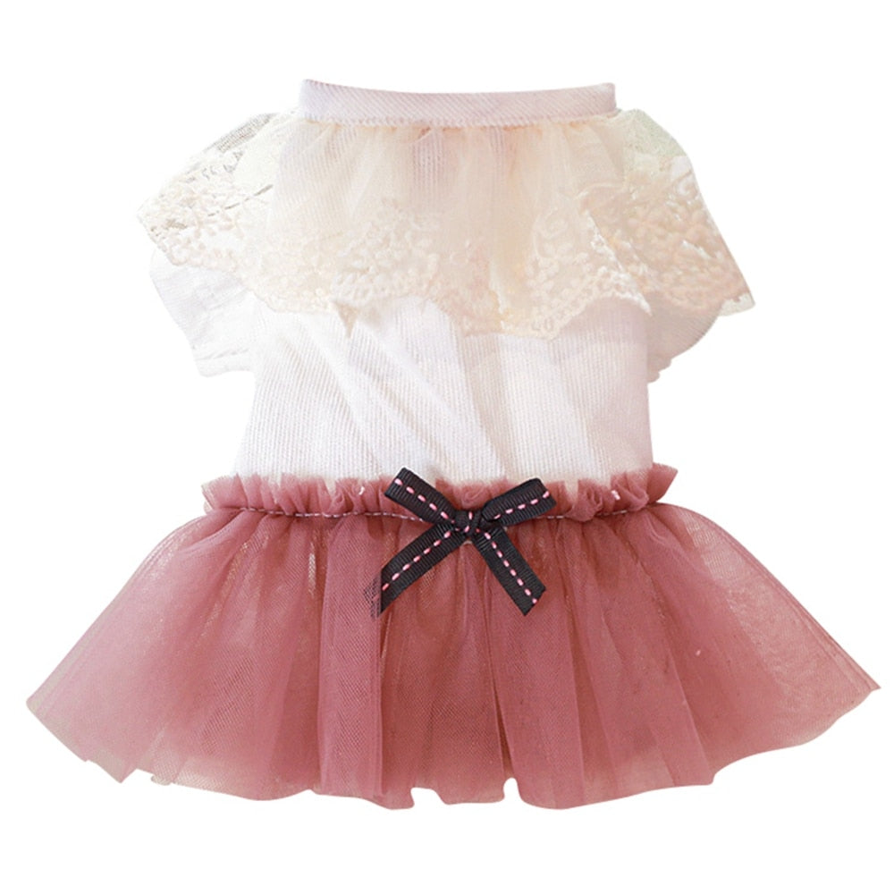 Cute Lace Dog Princess Dress Summer Pet Dog Clothes For Small Dog Chihuahua Yorkies Wedding Dress Gauze Tutu Dress Pet Outfits