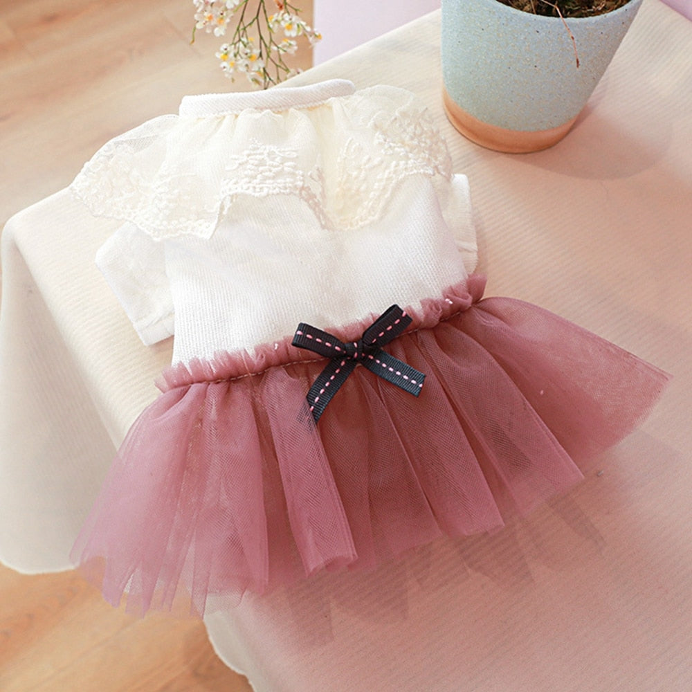 Cute Lace Dog Princess Dress Summer Pet Dog Clothes For Small Dog Chihuahua Yorkies Wedding Dress Gauze Tutu Dress Pet Outfits