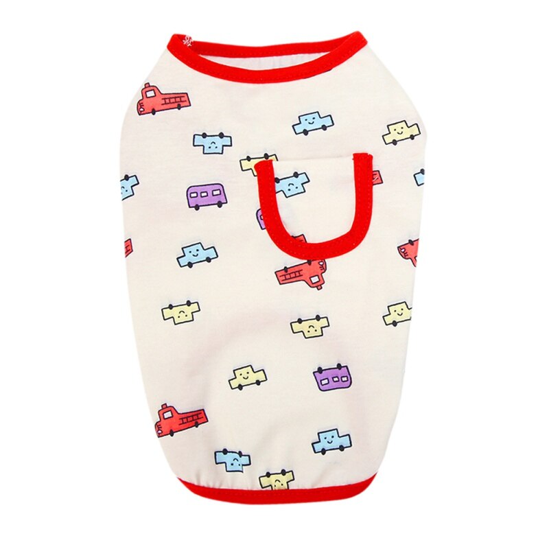 Summer Dog Clothes Cartoon Car Printed Dog Vest Small Puppy Cotton T Shirts For Dog Cat Sleeveless Top Yorkie Chihuahua Outfits
