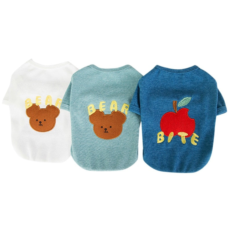 Summer Dog Clothes Cute Bear Printed Puppy Cats Vest T Shirt Chihuahua Pug Sport T Shirts Cartoon Pets Costume Cat Clothing