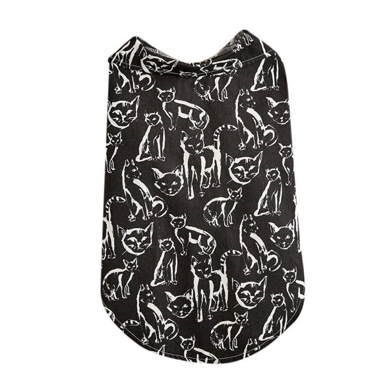 Cute Cat Printed Dog Vest Summer Dog Clothes Pet T-shirt For Small Medium Dogs Accessories Puppy Cat Vest Cotton Apparel Costume