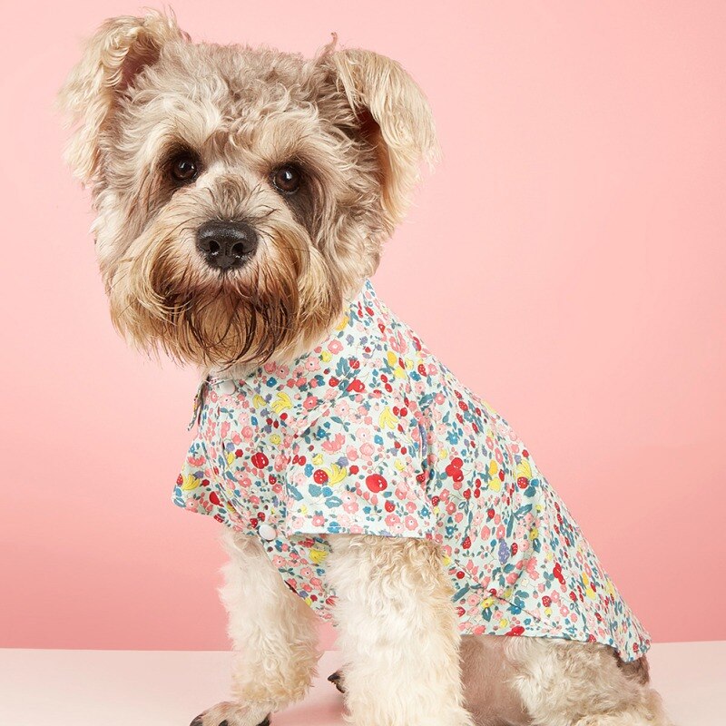Letter Floral Printed Dog Shirts Summer Pet Dog Clothes For Small Dogs Puppy Cat Clothing French Bulldog Chihuahua T Shirt
