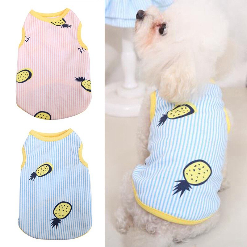 Cute Printed Dog Clothes Cotton Breathable Dogs Dress Vest Shirt Dog Apparels Pet Summer Clothing For Small Medium Large Dogs