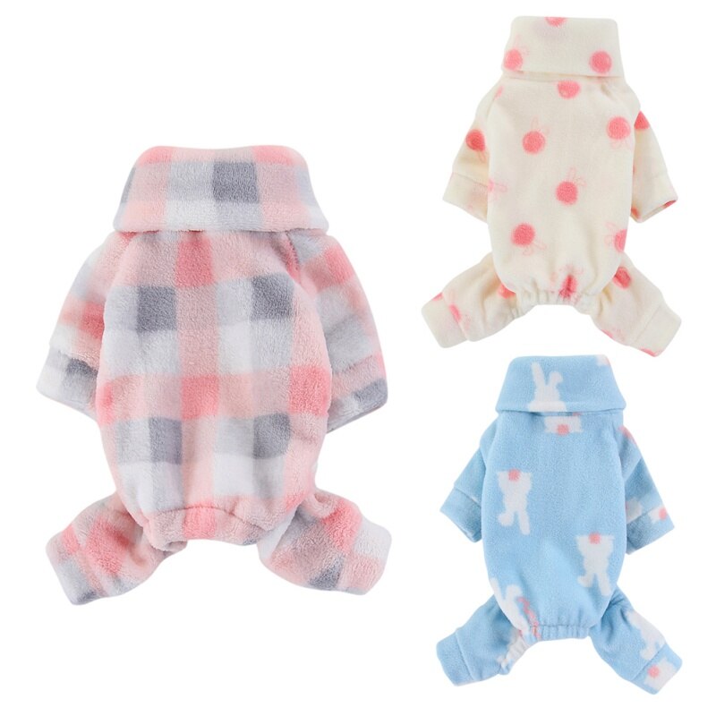 Winter Dog Clothes Cartoon Printed Dog Pajamas Warm Jumpsuits Fleece Coat For Small Dogs Puppy Dog Cat Chihuahua Clothing