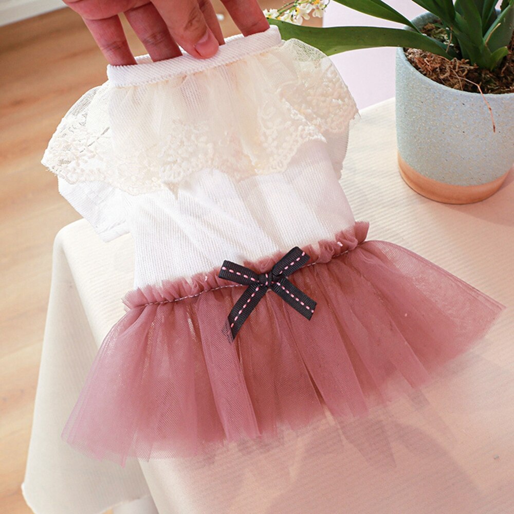 Cute Lace Dog Princess Dress Summer Pet Dog Clothes For Small Dog Chihuahua Yorkies Wedding Dress Gauze Tutu Dress Pet Outfits