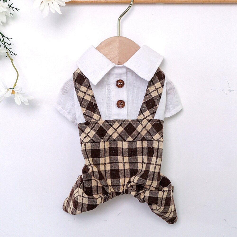 Couple Pet Dog Clothes College Style Plaid Dog Shirt/Dress Fashion Small Dog Cat Clothing Summer Dog Chihuahua Dress / Jumpsuit