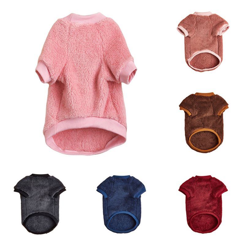 Warm Fleece Pet Dog Clothes Winer Pet Coat Puppy Dogs Solid Color Pullover Jacket French Bulldog Dog Sweatshirt Pet Clothing