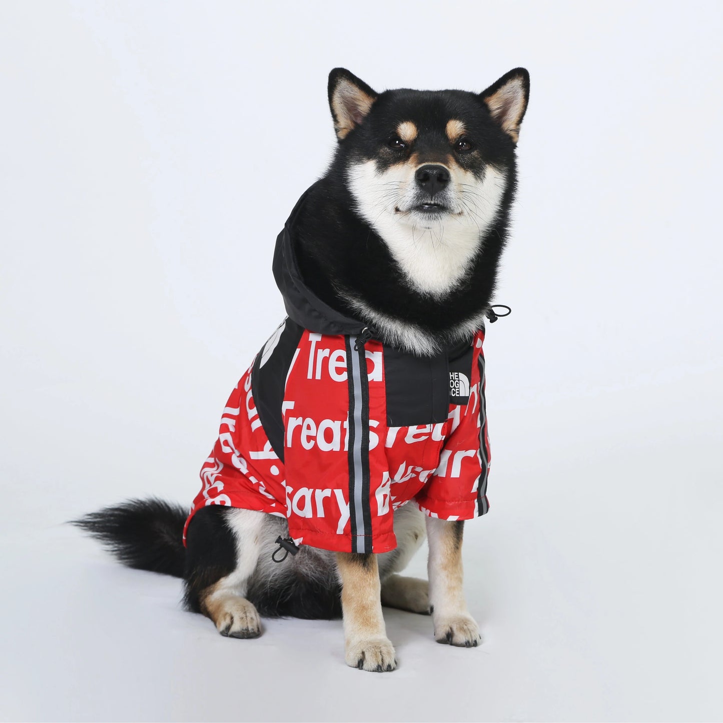 B.A.T.N. The Dog Face Red Dog Clothes - Jacket Sweater, Wind breaker Hoodie for Small Medium and Large Dog - Pet Clothing