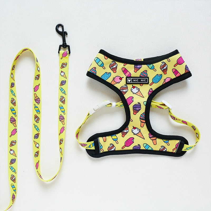 Pop Pattern Ice Cream Cone Leash and Harness Set