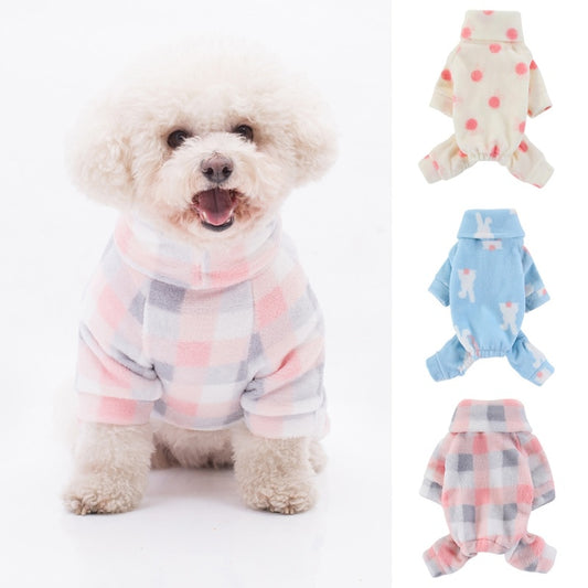 Winter Dog Clothes Cartoon Printed Dog Pajamas Warm Jumpsuits Fleece Coat For Small Dogs Puppy Dog Cat Chihuahua Clothing