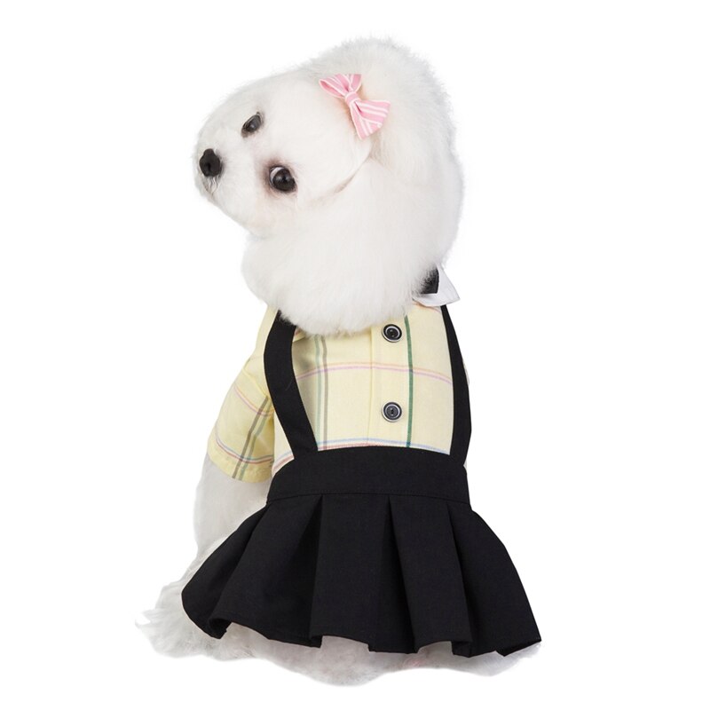 Pet Tutu Dress Dog Cat Spring Summer Stripes Rompers Clothes For Dog Boys Small Dog Girls Bowknot Dress Dog Couple Clothing L