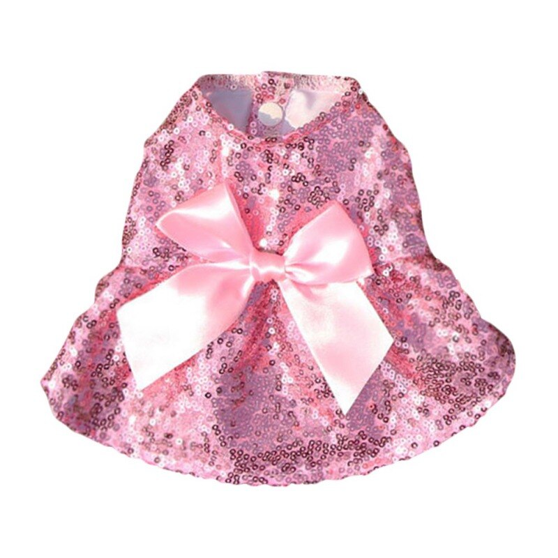 Pet Clothes For Dog Cat Sequin Dress Bowknot Princess Dress Pet Clothing Romantic Pet Wedding Dress Summer Sweety Dog Costume