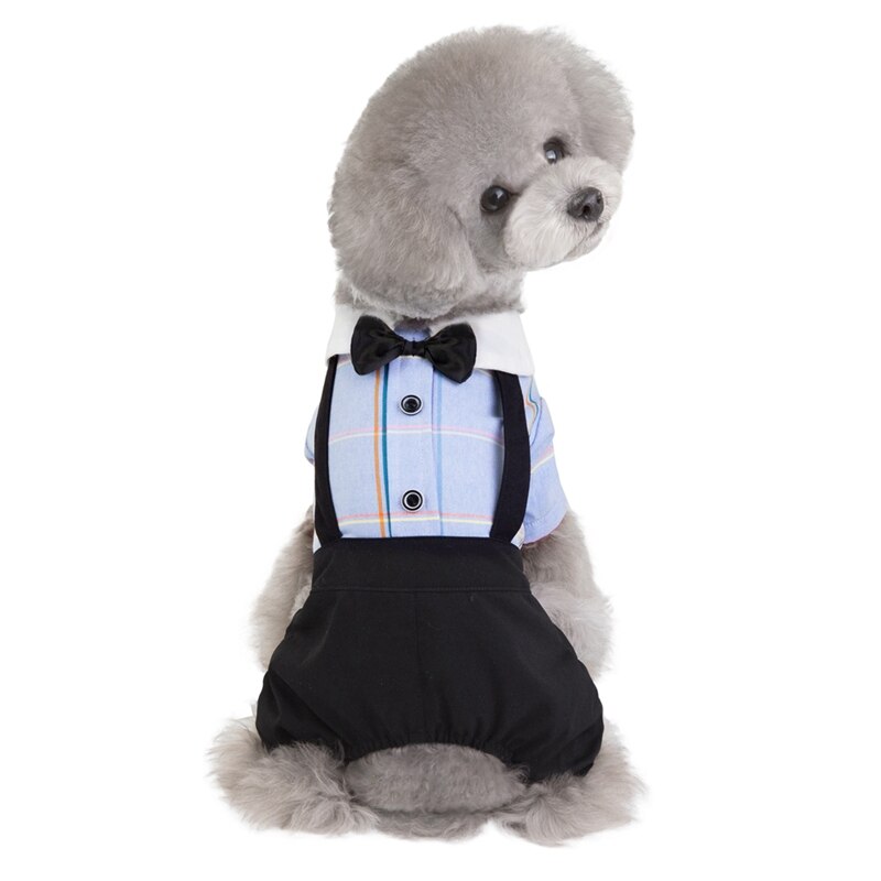 Pet Tutu Dress Dog Cat Spring Summer Stripes Rompers Clothes For Dog Boys Small Dog Girls Bowknot Dress Dog Couple Clothing L