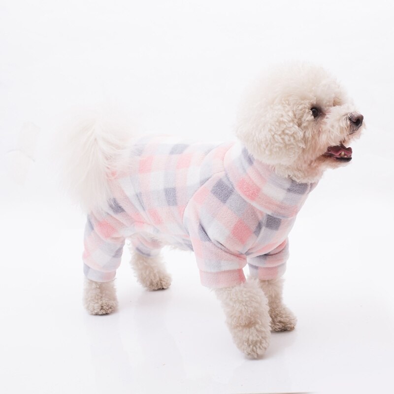 Winter Dog Clothes Cartoon Printed Dog Pajamas Warm Jumpsuits Fleece Coat For Small Dogs Puppy Dog Cat Chihuahua Clothing