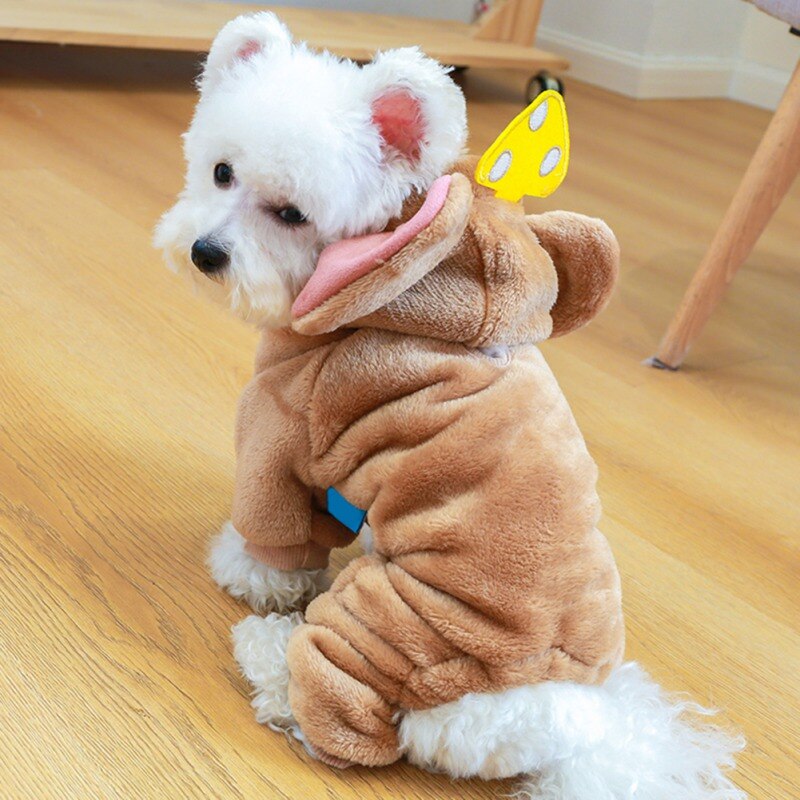 Fleece Pet Dog Jumpsuit Clothes Big Ears Mice Costume Puppy Pet  Coat For Small Medium Dogs Cats Hoodies Warm Winter Dog Jacket