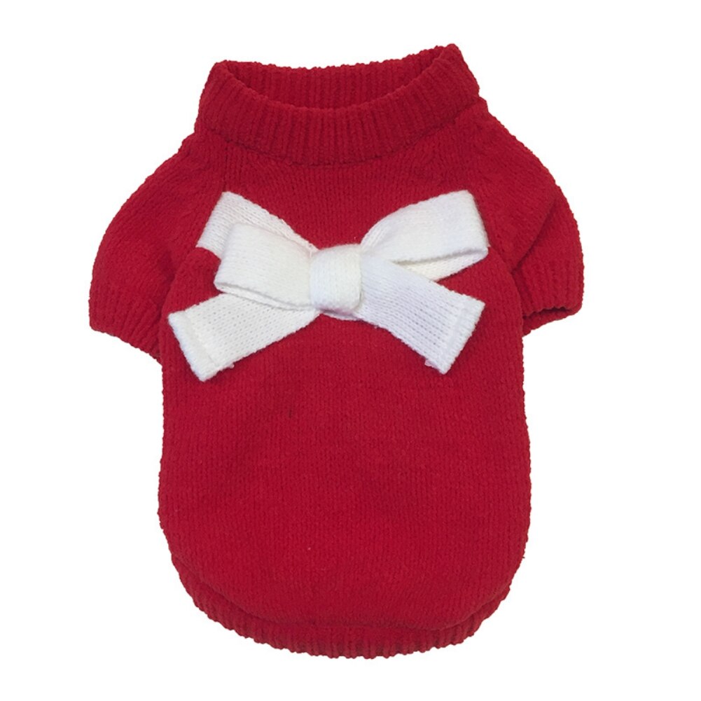 Warm Dog Sweater Winter Dog Cat Clothes Turtleneck Pet Sweater with Bow Knitted Pullover For Small Medium Large Dogs Cats