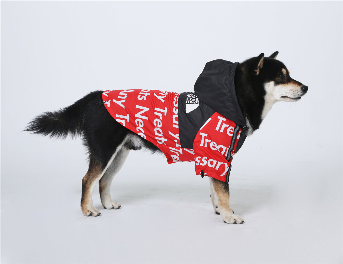 B.A.T.N. The Dog Face Red Dog Clothes - Jacket Sweater, Wind breaker Hoodie for Small Medium and Large Dog - Pet Clothing