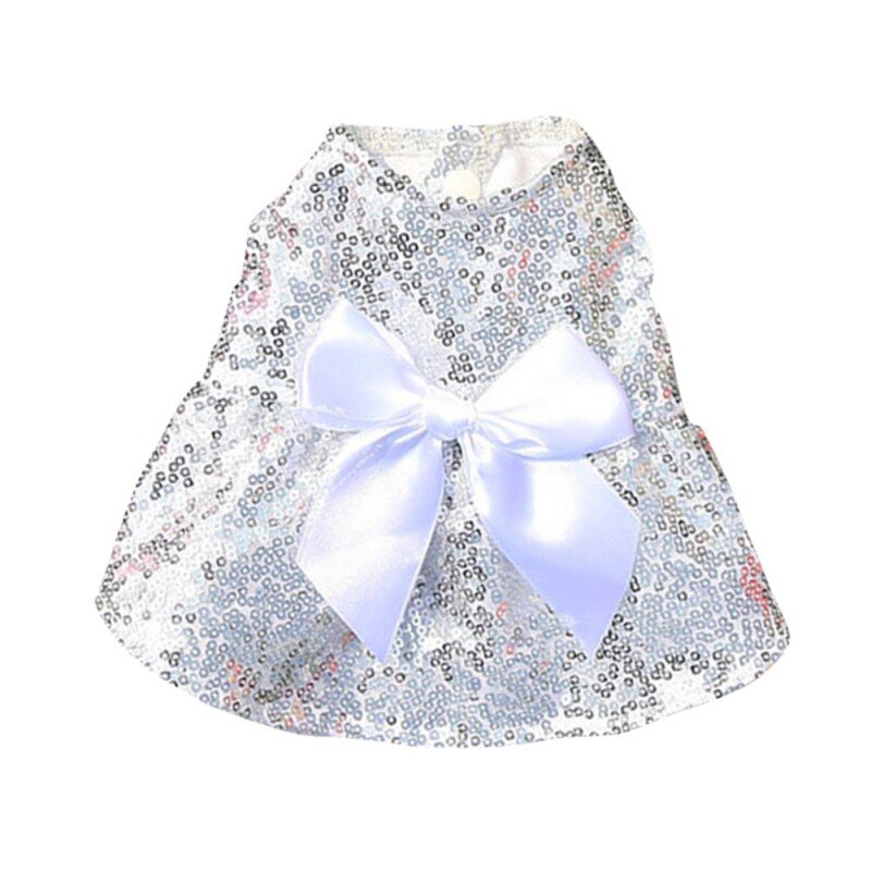 Pet Clothes For Dog Cat Sequin Dress Bowknot Princess Dress Pet Clothing Romantic Pet Wedding Dress Summer Sweety Dog Costume