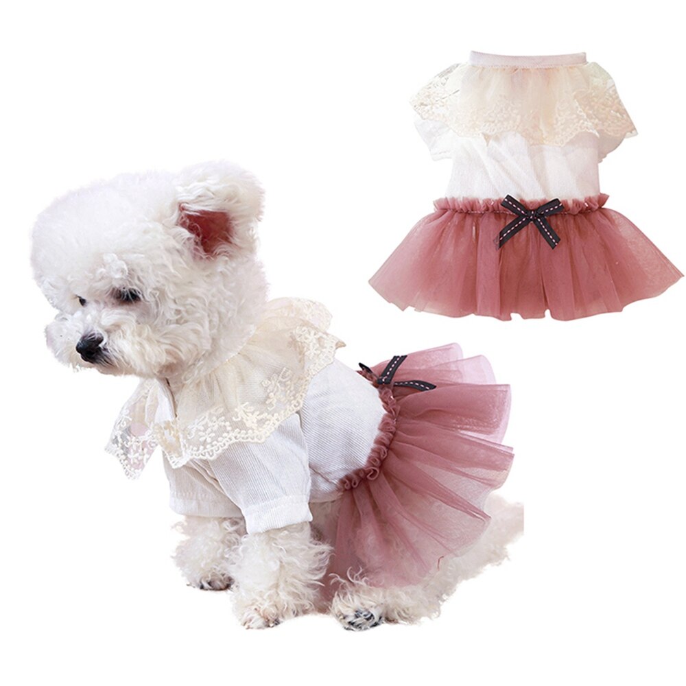 Cute Lace Dog Princess Dress Summer Pet Dog Clothes For Small Dog Chihuahua Yorkies Wedding Dress Gauze Tutu Dress Pet Outfits