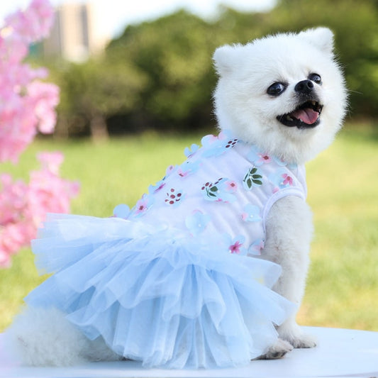 Lace Chiffon Small Dog Dress Sweet Flowers Pet Princess Dress