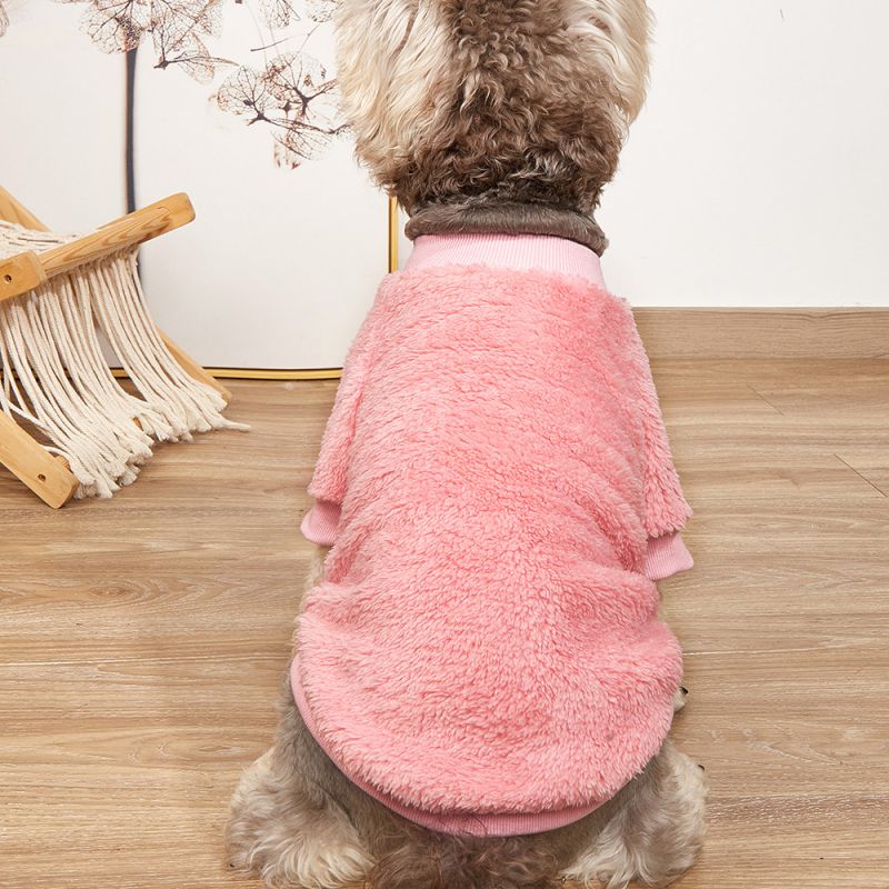 Warm Fleece Pet Dog Clothes Winer Pet Coat Puppy Dogs Solid Color Pullover Jacket French Bulldog Dog Sweatshirt Pet Clothing