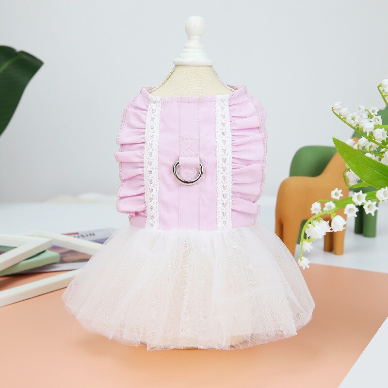 Cute Sweet Dog Dress For Small Dog Party Birthday Puppy Wedding Denim Gauze Tutu Dress Summer Pet Clothes For Dog And Cat