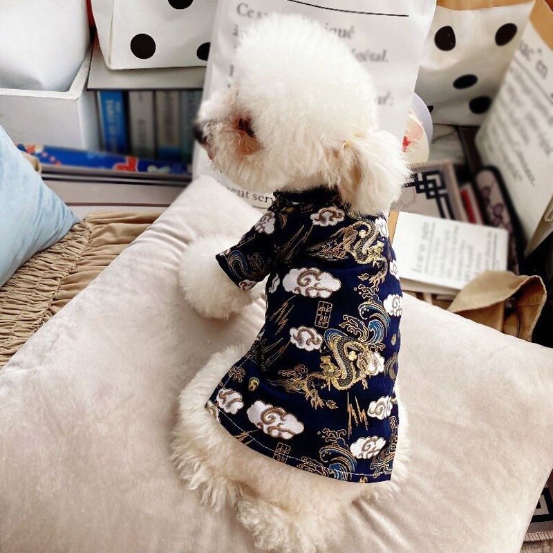 Pet Dog Cats New Year Clothes Dog Tang Suit Clothing French Bulldog Corgi Chihuahua Puppy Chinese Style Shirt Costume