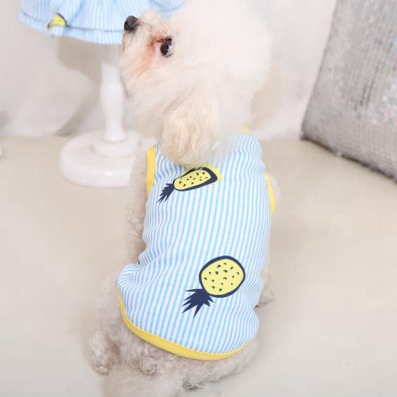 Cute Printed Dog Clothes Cotton Breathable Dogs Dress Vest Shirt Dog Apparels Pet Summer Clothing For Small Medium Large Dogs
