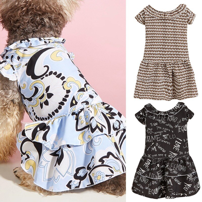Summer Pet Clothes for Dog Cute Printed Dress Sundress For Small Medium Dogs Puppy Shirts Soft Dog Clothes Pet Cat Apparel