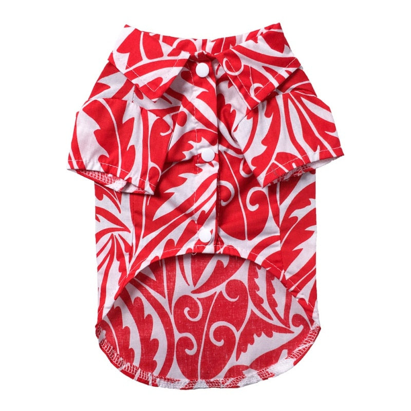 Monochromatic Hawaiian Style Leaf Printed Supper Button-Up